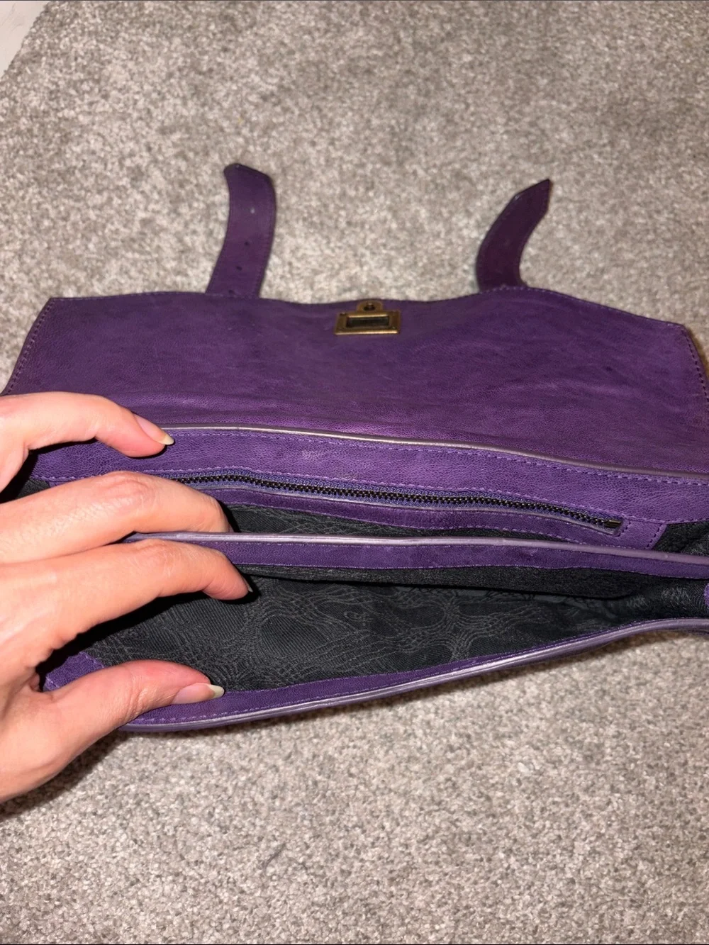 Proenza Schouler Purple Leather Clutch with Gold Hardware